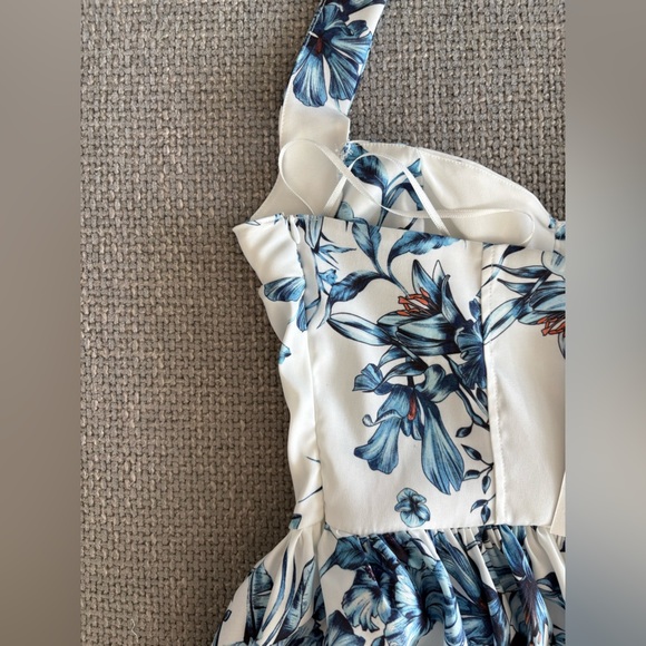 ZARA Blue Floral Halter Tie-Back Mini Dress – Size Medium - Picture 15 of 16